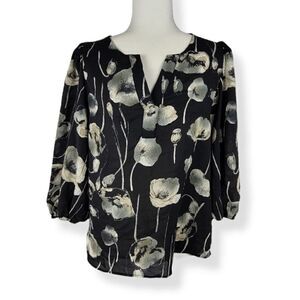 Alfani Floral band collar 3/4 sleeves Small